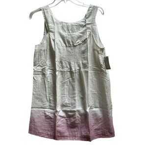 KENZIE Ombre Sleeveless Blouse Pintucked Front White Lilac Lined Top Sz M NEW